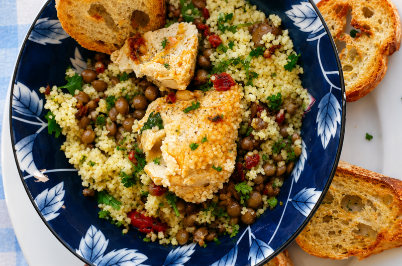 Bol de Samarcanda con lentejas, cuscús y hummus