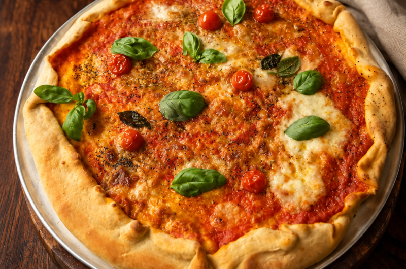 Thin Homemade Margherita Pizza