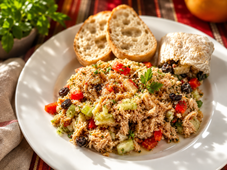 summer rice salad with tuna