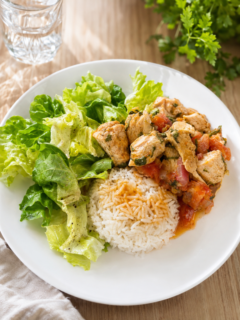 Mediterranean Lemon Chicken Bowl with Brown Rice, Tomato & Cilantro