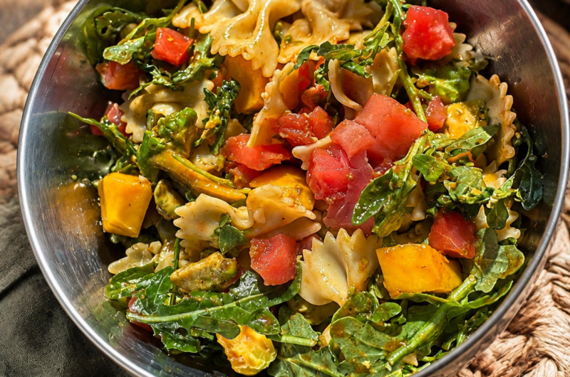 Mediterranean Ahi Tuna Poke Pasta Salad with Mango and Avocado