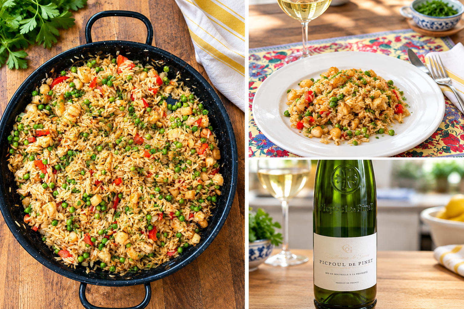 Paella de Vieras y Gambas