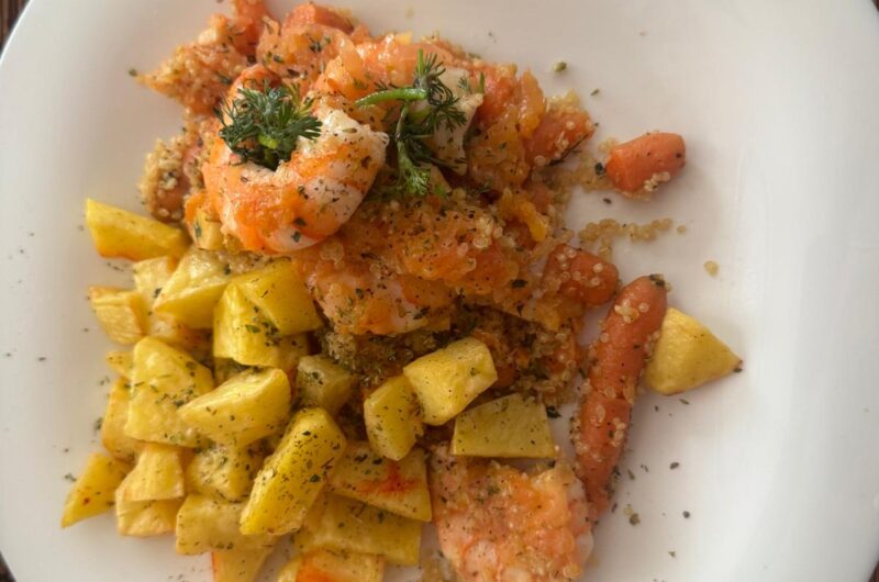 Quinoa with Shrimp, Lemon Carrots & Air Fryer Potatoes