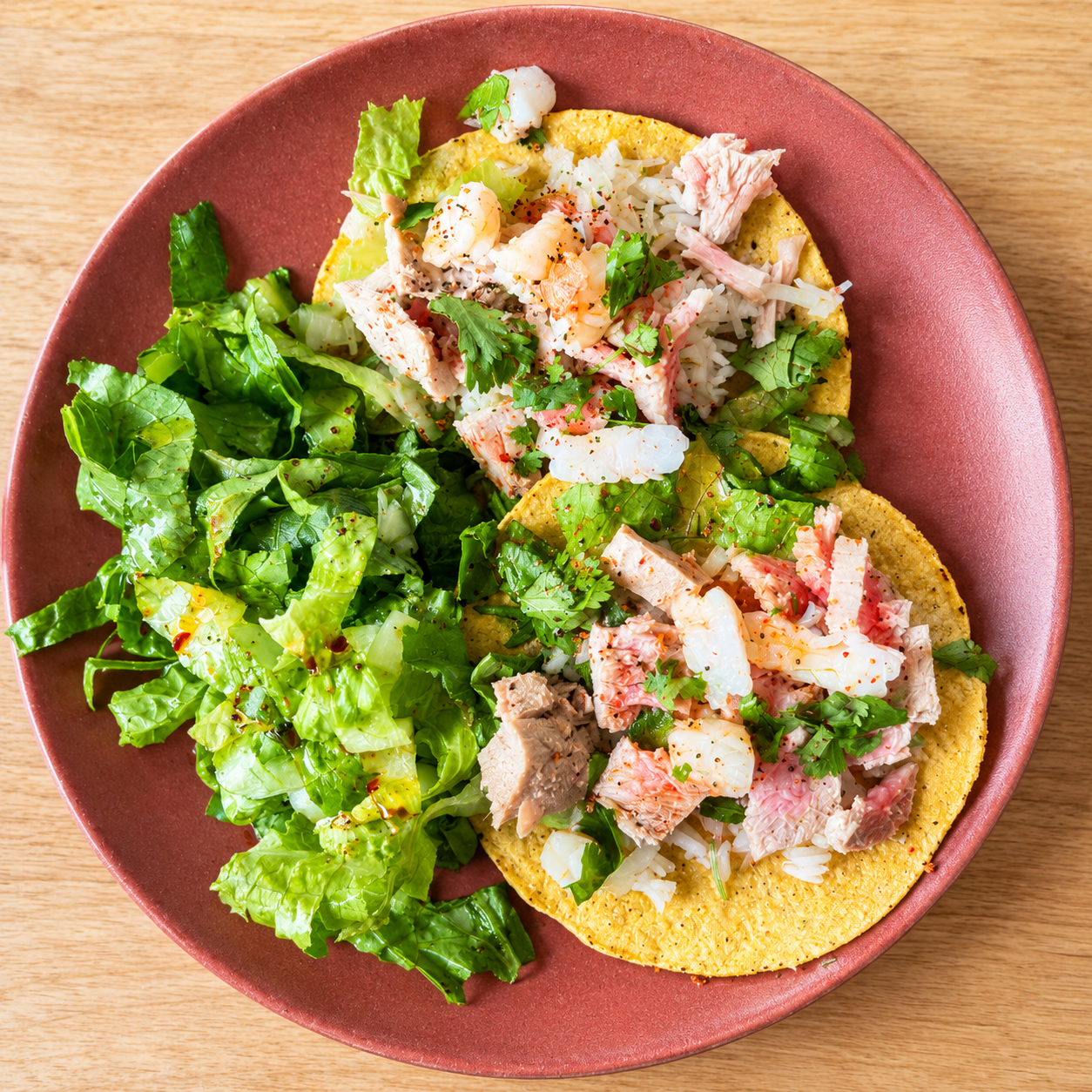 Seafood Tostadas with Crisp Green Salad